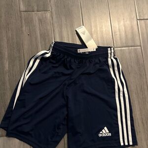 Adidas Dark Blue Shorts with White Stripes
